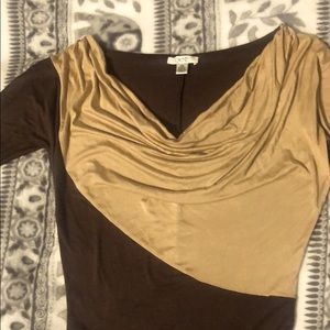 Caché blouse brown and tan color